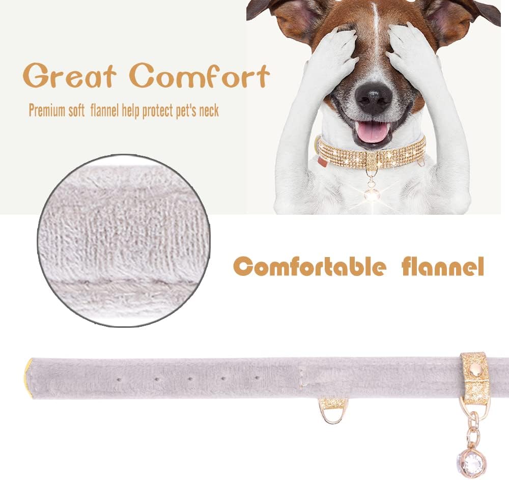 Cat Collar, Dog Collar, [Bling Rhinestones] Premium PU Leather with Pendant Adjustable Collars for Small to Medium