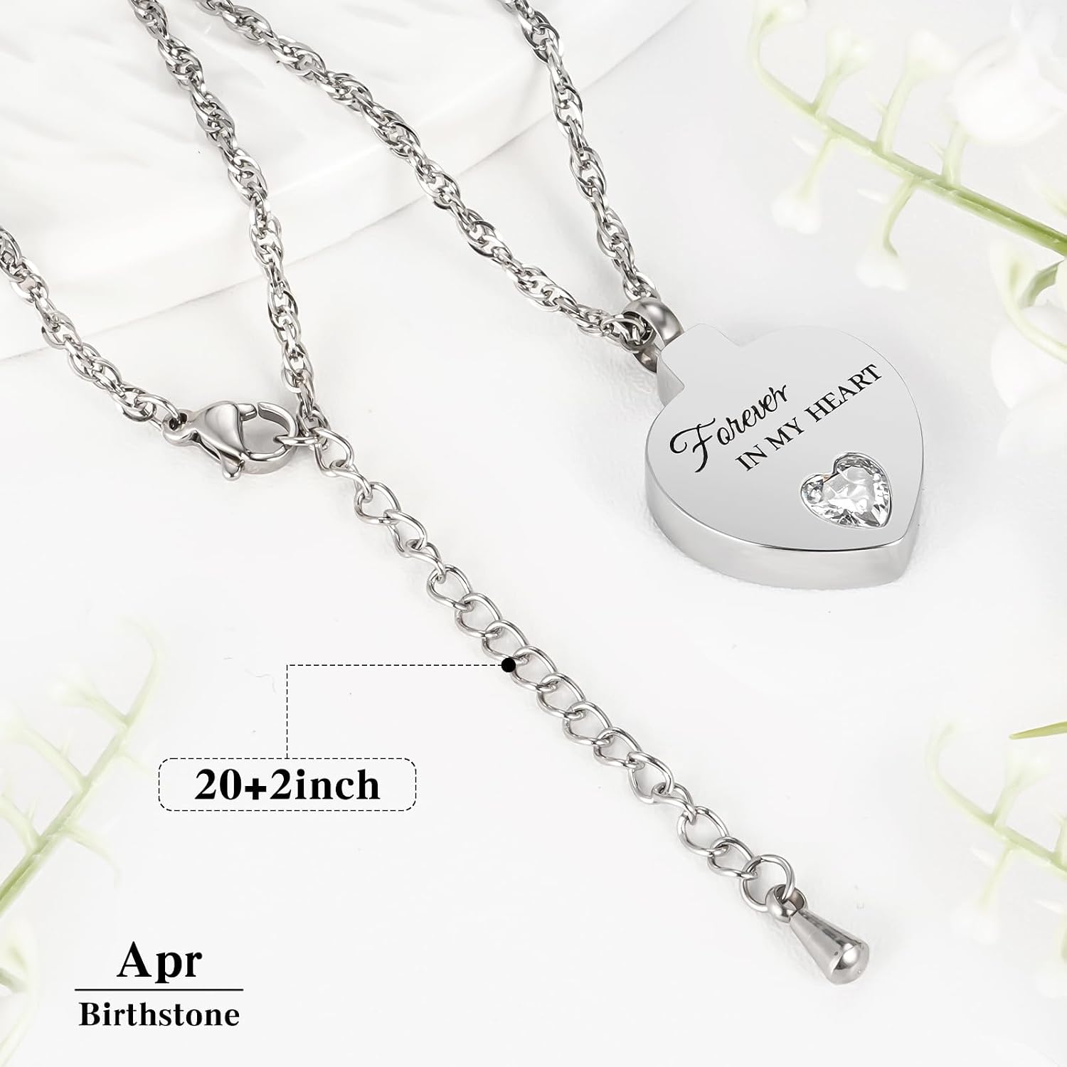 Crystal Cremation Urn Necklace for Ashes Keepsake Birthstone Cremation Jewelry Heart Ashes Necklace for Women