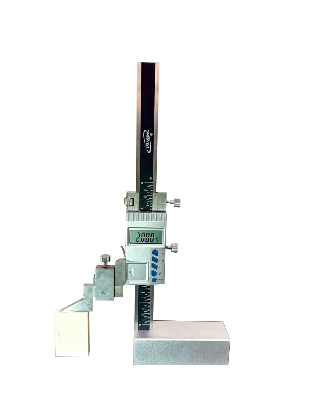 iGAGING 0-6"/150mm Electronic Digital Height Gage, Absolute Reading, in/mm/Fractional Reading, IP54 Protective Rating, Magnetic Base, #35-629