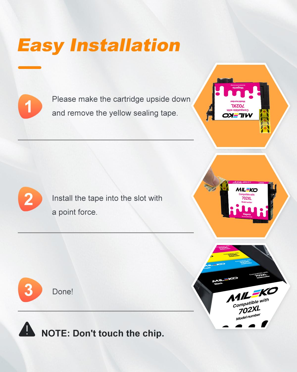 Replacement for Epson 702XL Ink Cartridges Combo Pack High Yield
