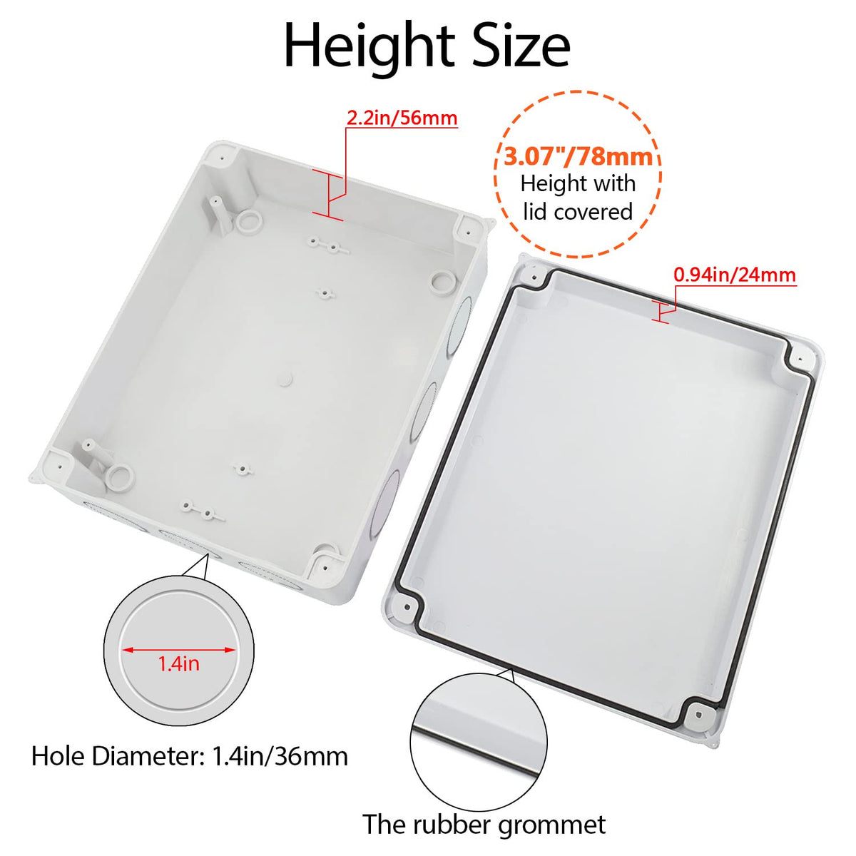 LeMotech Junction Box, Electrical Box IP65 Water Resistant Dustproof ABS Plastic Project Enclosure for Electronics White 10 x 7.9 x 3.1 inch