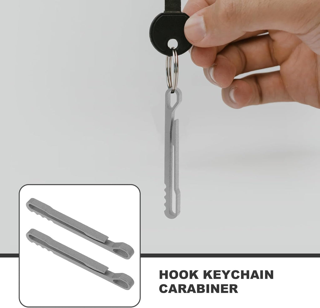 Titanium Belt Clip Key Holder, 2 Pack Pocket Clip Carabiner for Belt Loop, Lightweight Key Ring Hook for Pants