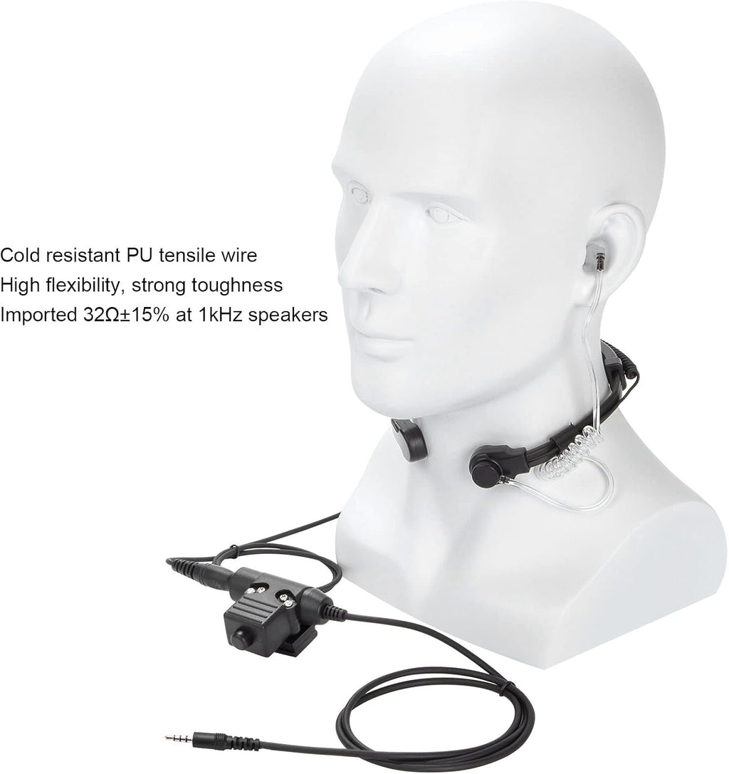 Throat Mic Headset, 7.1mm Telescopic Throat Vibration Microphone U94 PTT Adjustable 2 Way Radio Walkie Talkie