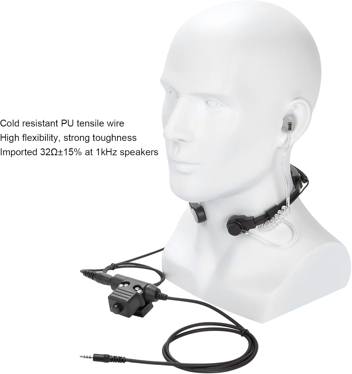 Throat Mic Headset, 7.1mm Telescopic Throat Vibration Microphone U94 PTT Adjustable 2 Way Radio Walkie Talkie