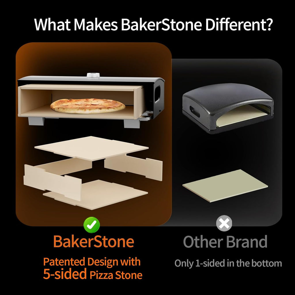 Outdoor Pizza Oven, 12" Pizza Oven for Grill Top 5-sided Stone Baking Chamber with Wood Pizza Peel, Turning Peel For