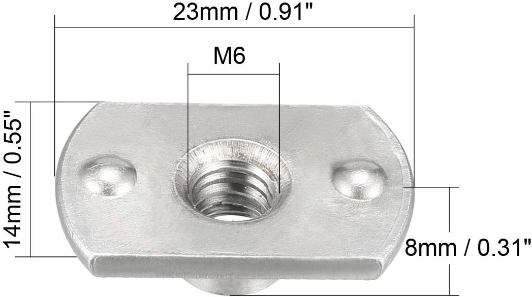 uxcell M6 Carbon Steel Slab Base T-Shaped 2 Projection Weld Nuts Pack of 25