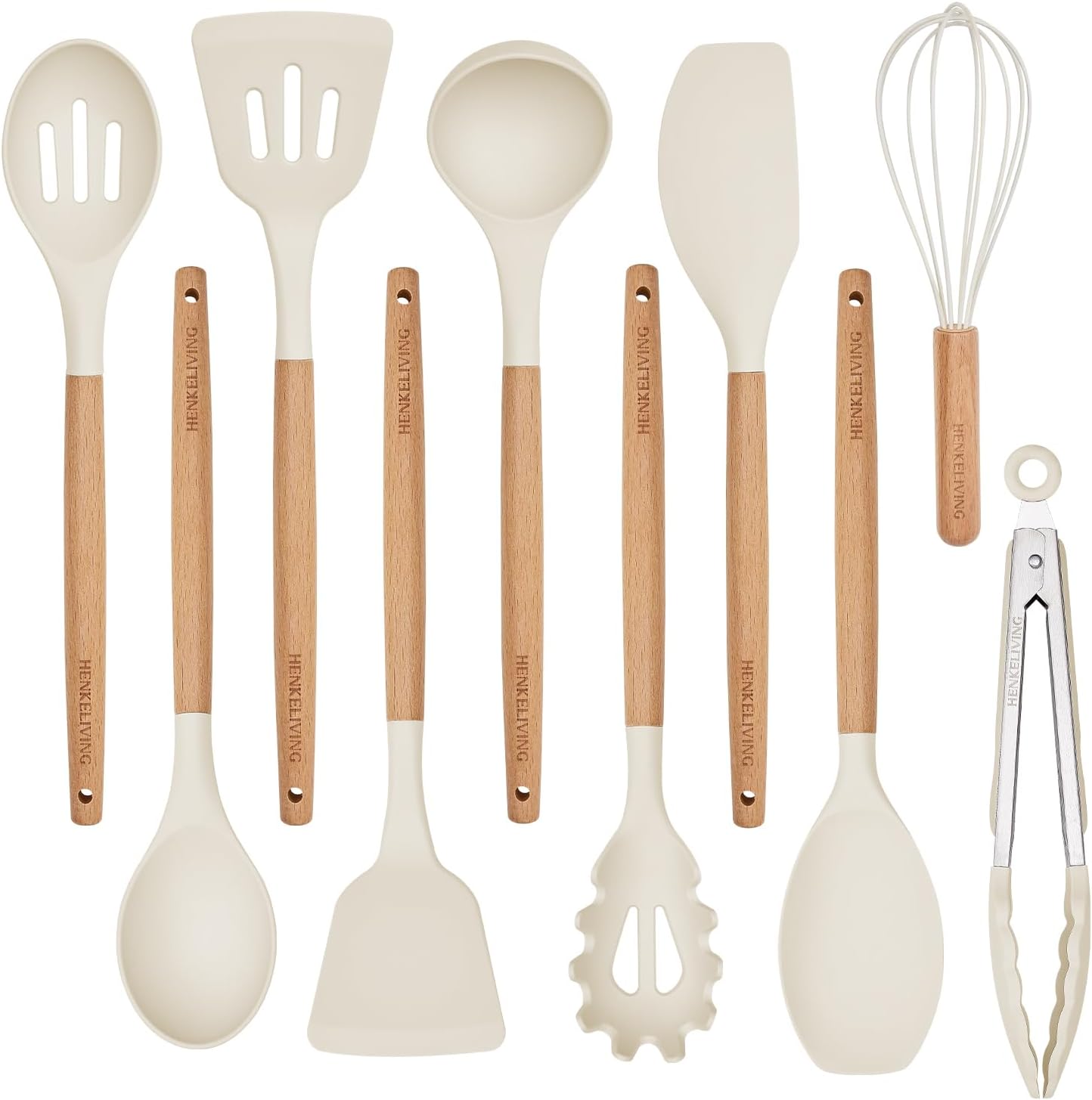Silicone 10 Pcs Kitchen Cooking Utensils Set, Recycled Materials Certification, BPA Free Spatula Set with Heat