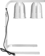Commercial Freestanding Heat Lamp, 2 Bulbs, Silver