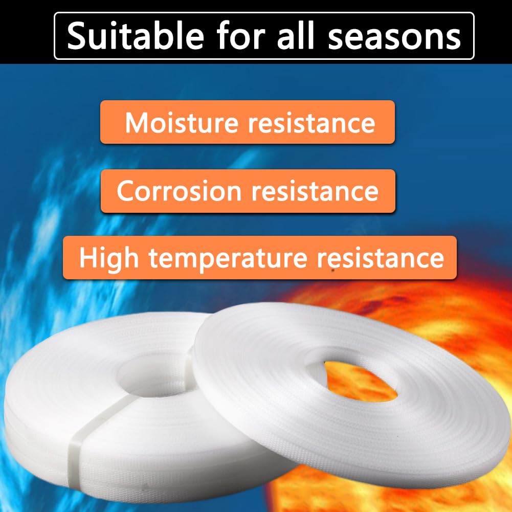 Hand Grade Polypropylene (PP) Strapping Coil 0.59" x 0.0315" 330lbs Break Strength White Poly Strap 100pcs strapping