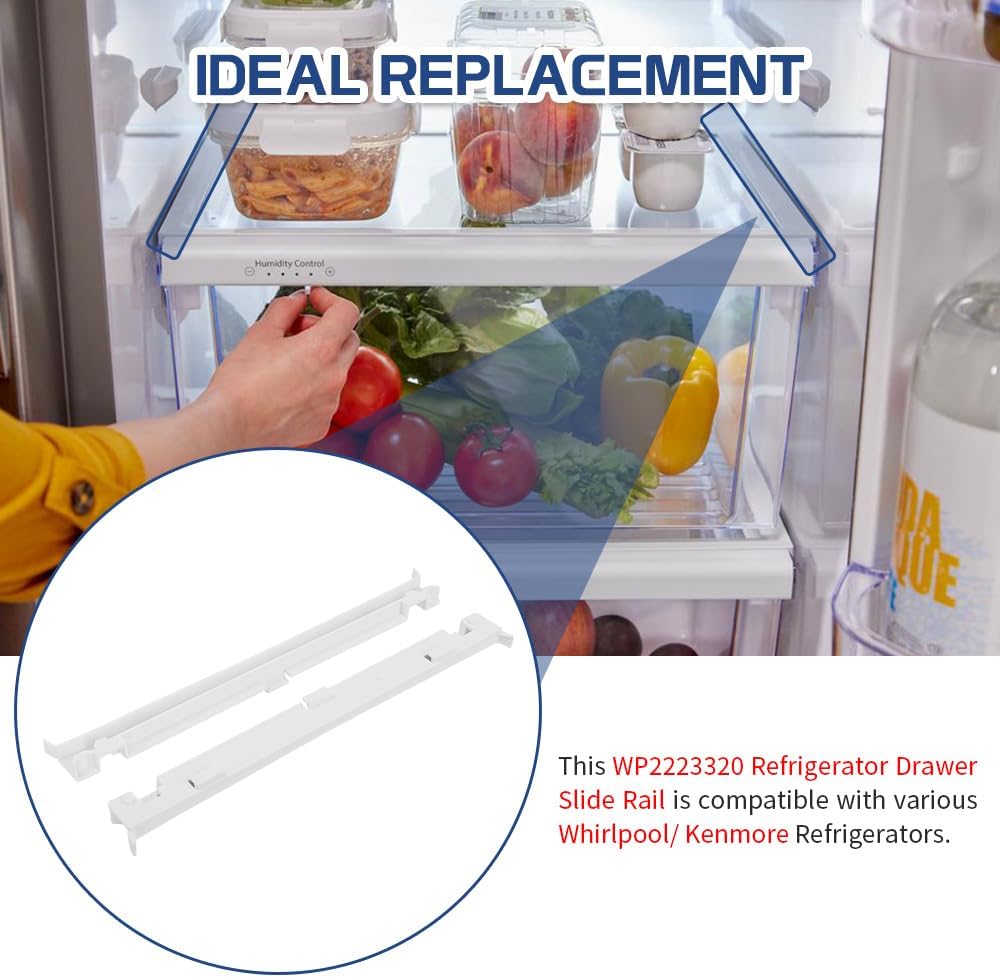 Upgraded WP2223320 Refrigerator Drawer Slide Rail fit for Whirlpool Kenmore