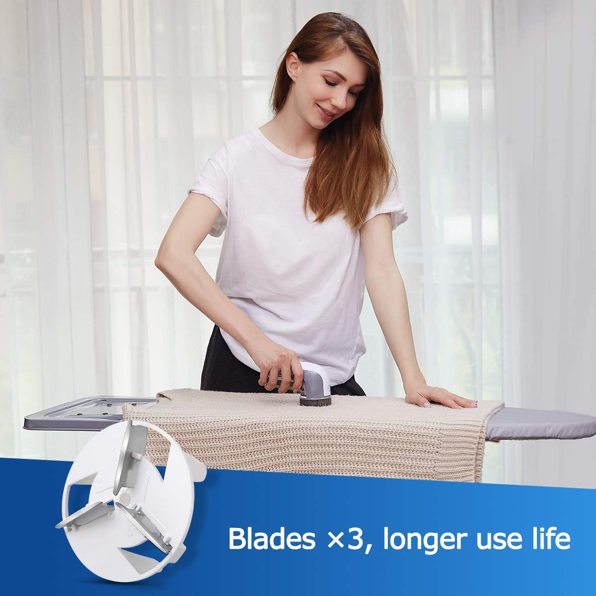 Fabric Shaver and Lint Remover, Portable Sweater Defuzzer | Battery Operated, 2 Speeds, 2 Replaceable Stainless Steel