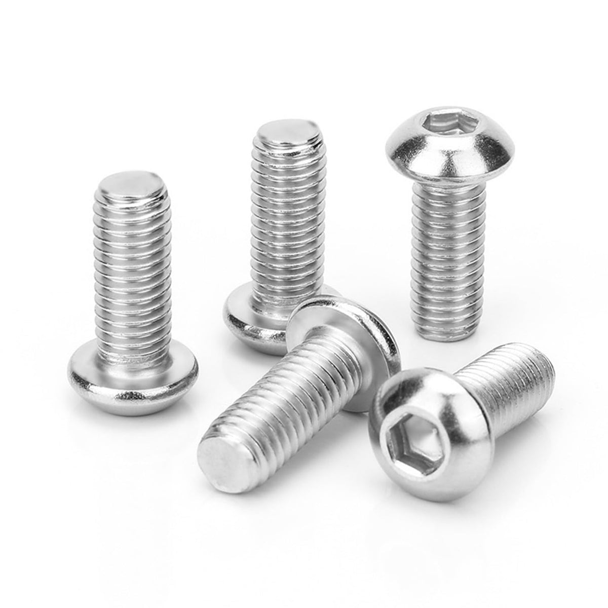 #8-32 x 1 (50 Pcs) Button Head Hex Socket Cap Screws Bolts, 304 Stainless Steel 18-8, Hex Drive, Bright Finish, Fully Machine Thread