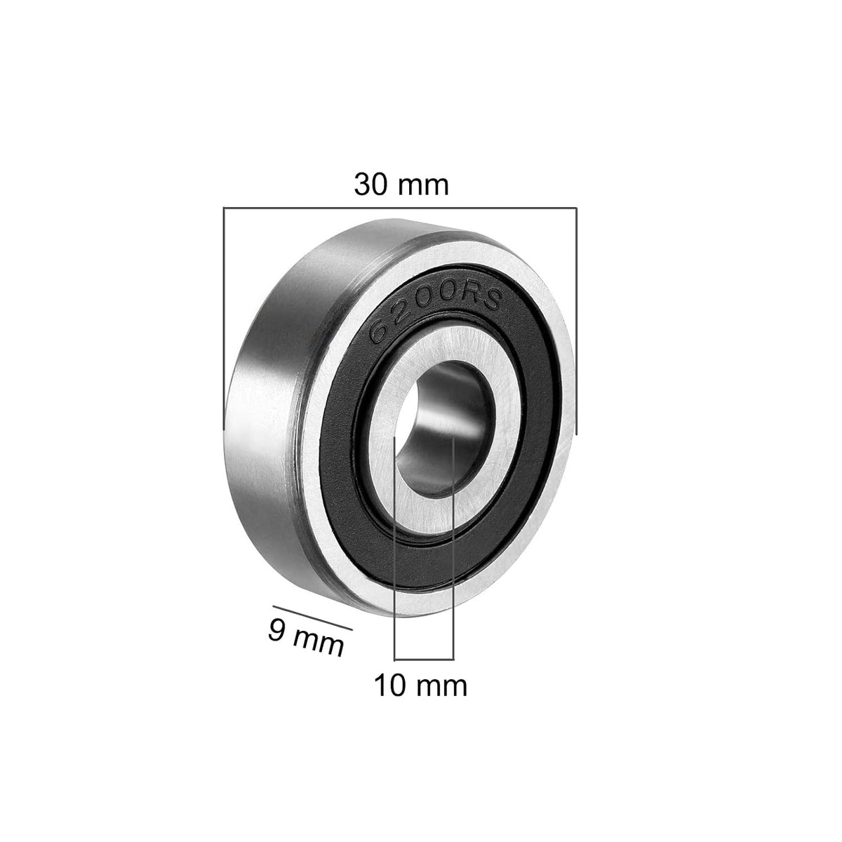 WAFJAMF 6200 RS Ball Bearings 10mm x 30mm x 9mm Deep Groove Sealed Ball Bearing (2pcs)