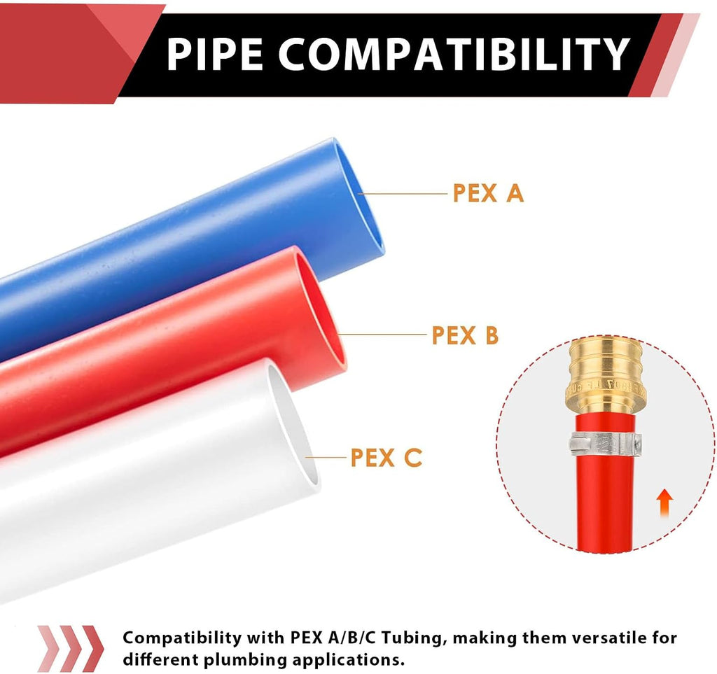 8PC EFIELD Pex 1/2"Tee Brass Crimp Fitting For Pex Tubing/Pipe Connection | PEX Tee,LF Brass,ASTM F1807-PEX1807068(8)