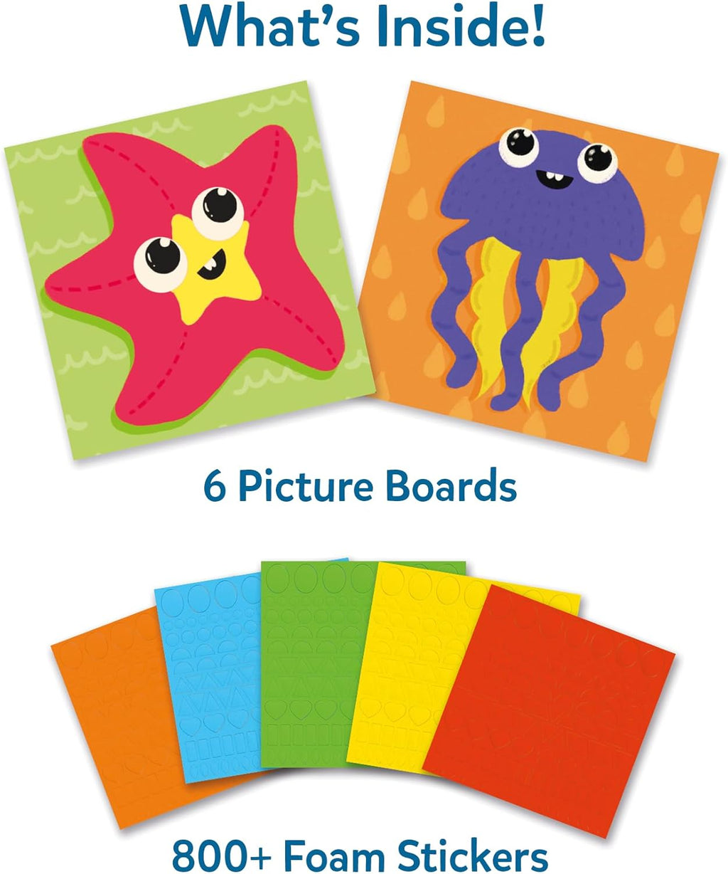 Foam Sticker Art Activity - Under The Ocean, Mess-Free Fun for Kids, 800+ 3D Foam Stickers, DIY Felt Craft Kits