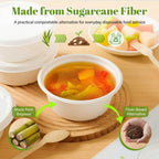 29 oz Disposable Bagasse Bowls with Lids, 50 Pack Compostable Soup Bowls with Lids, Sugarcane Fiber Food Containers