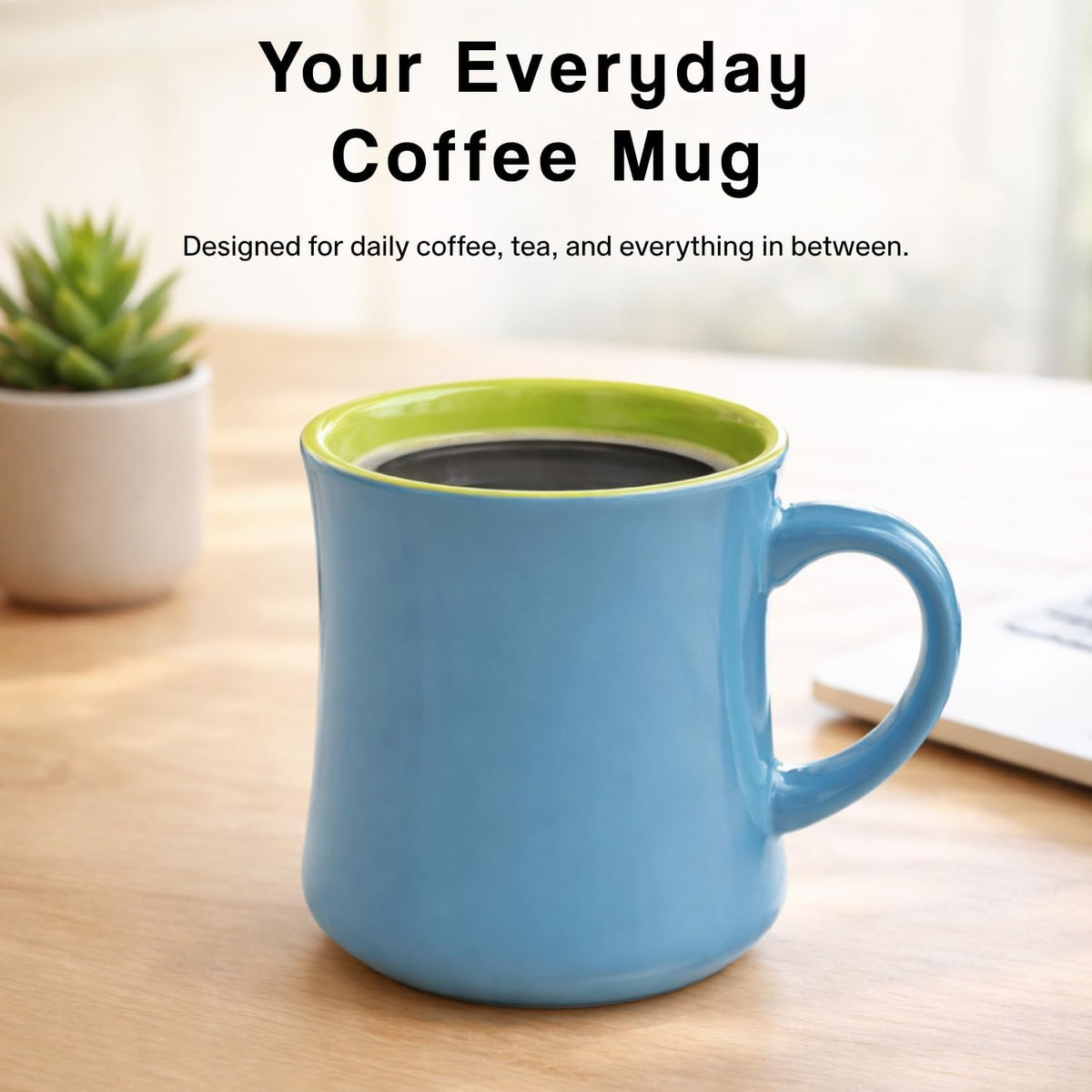 Good-Bi Diner Style Ceramic Mug 12 oz Teal/Orange