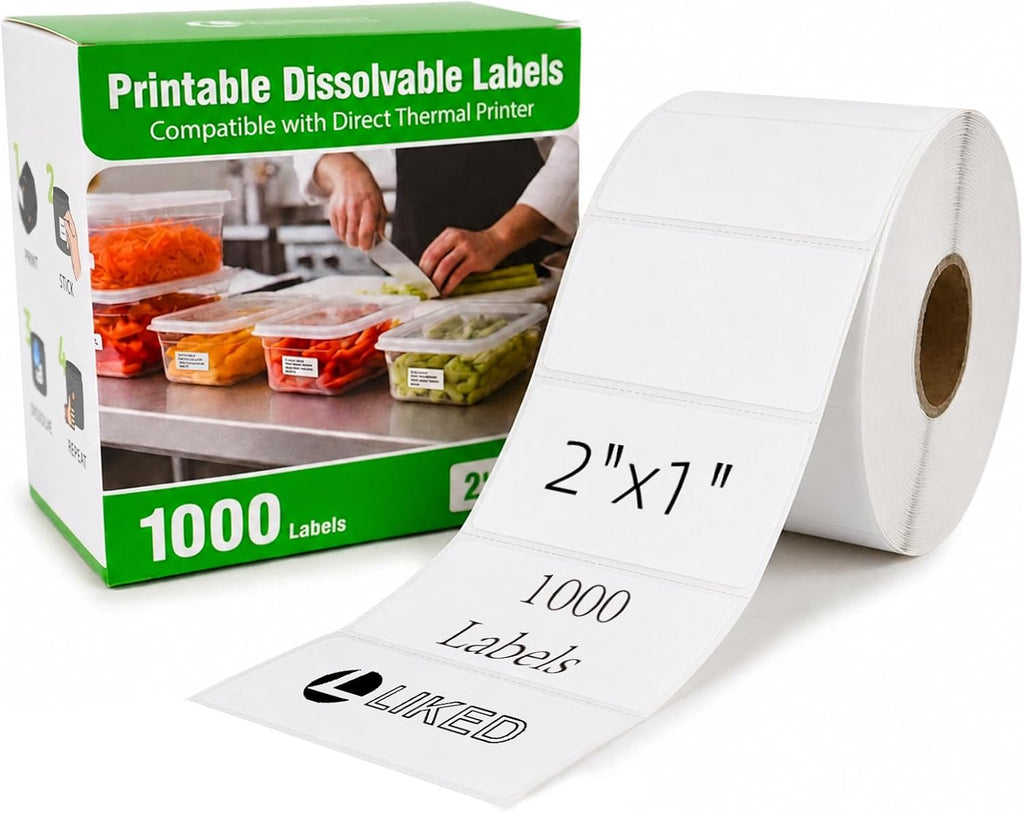 2" x 1" Thermal Labels 1000 Dissolvable Labels