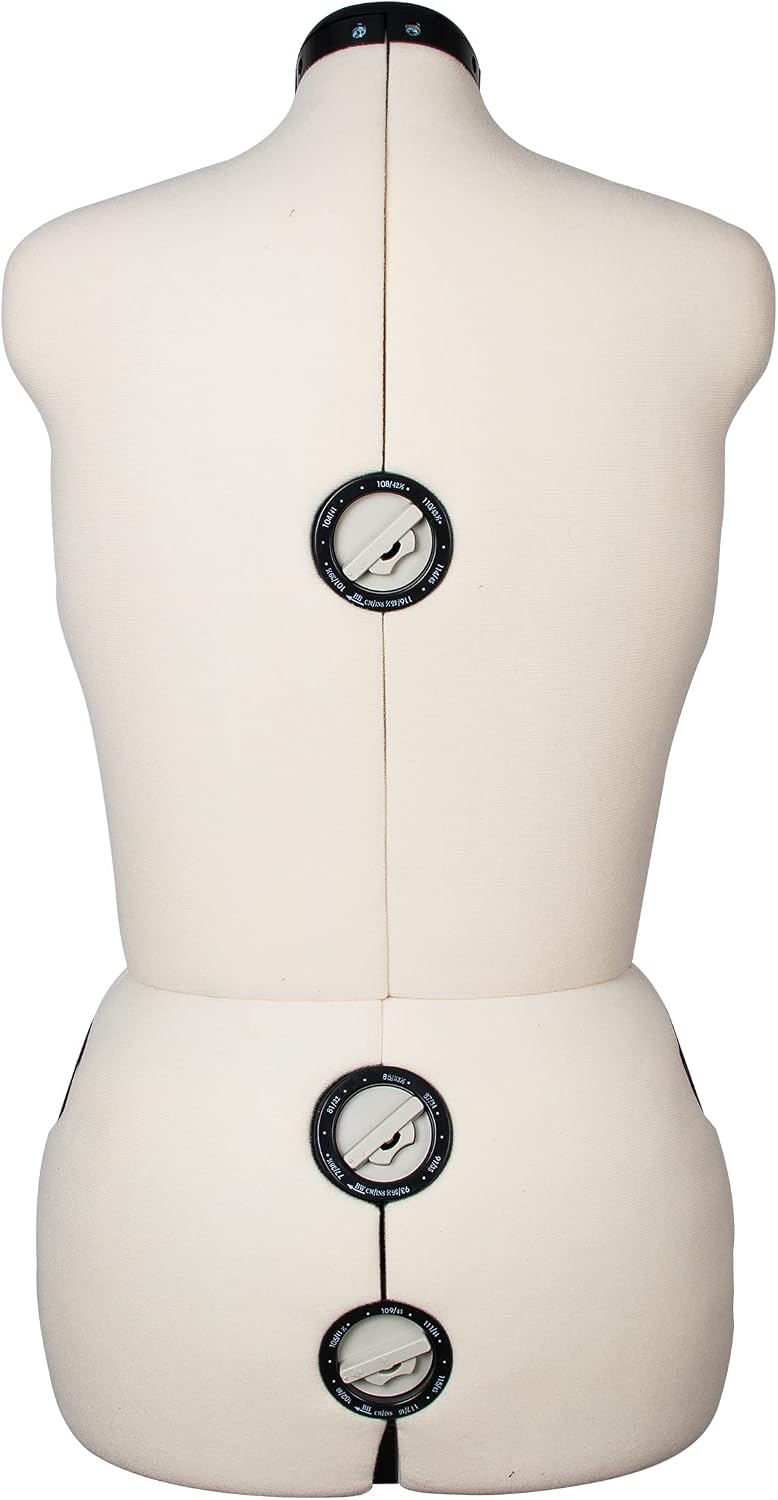 Beige 13 Dials Female Fabric Adjustable Mannequin Dress Form for Sewing, Mannequin Body Torso with Tri-Pod Stand, Up