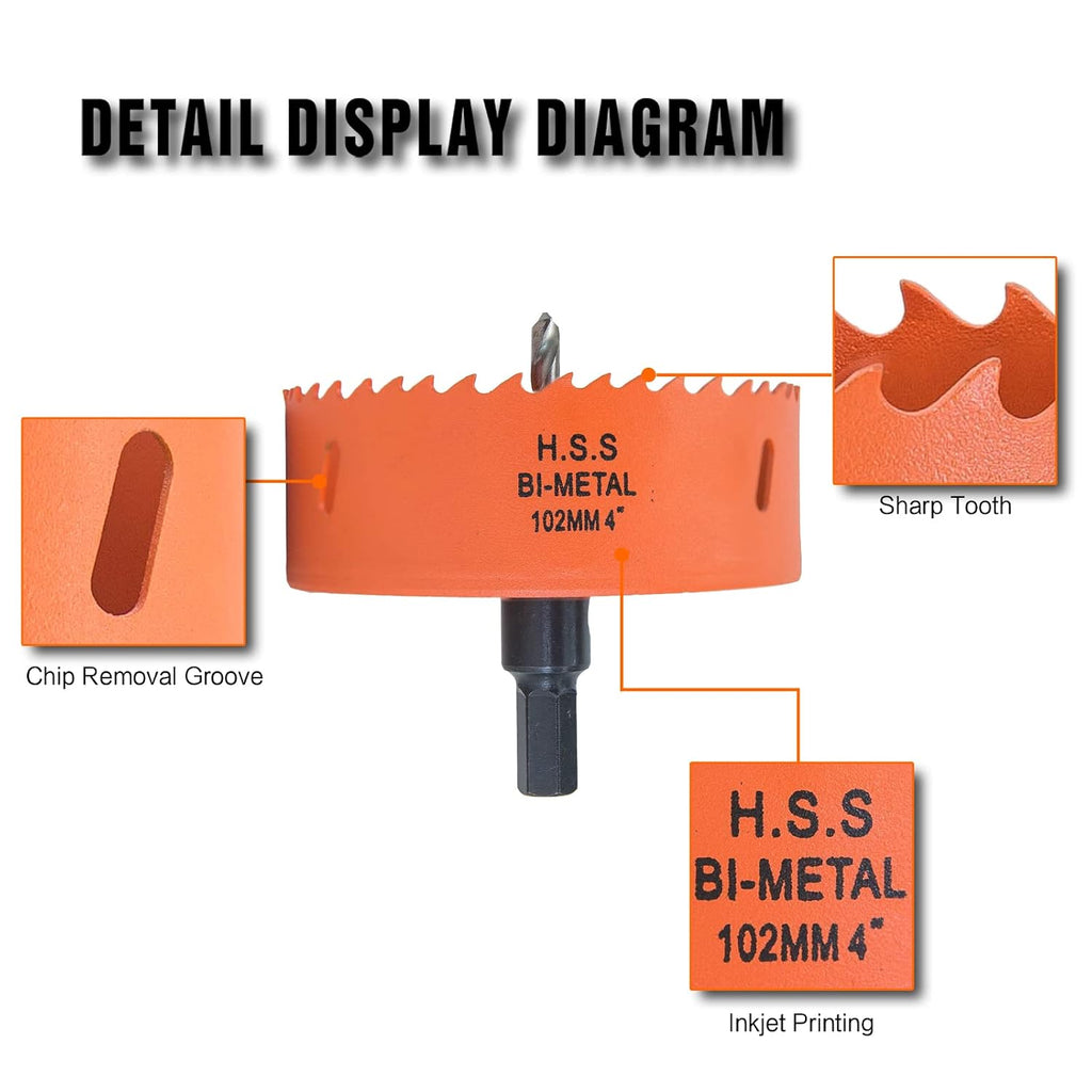 4 inch Hole Saw for Wood, Metal, Plastic & Drywall, with Arbor