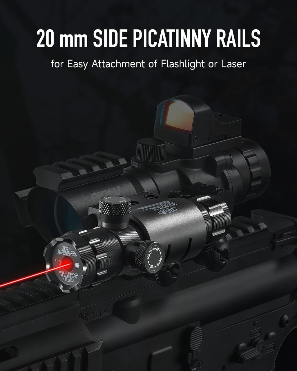 4x32 Rifle Scope with Red Dot Sight Combo, Tactical Red Illuminated Prism Scope with 5 Brightness Levels 3 MOA Red