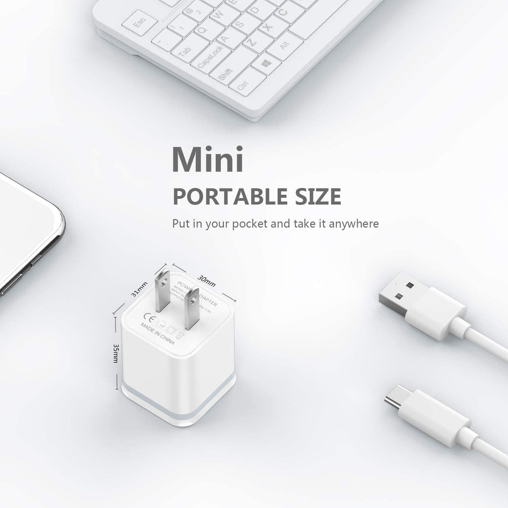 USB Wall Charger, LUOATIP 3-Pack 2.1A 5V Dual Port Cube Power Adapter Plug Block Charging Box Brick for iPhone 14 13