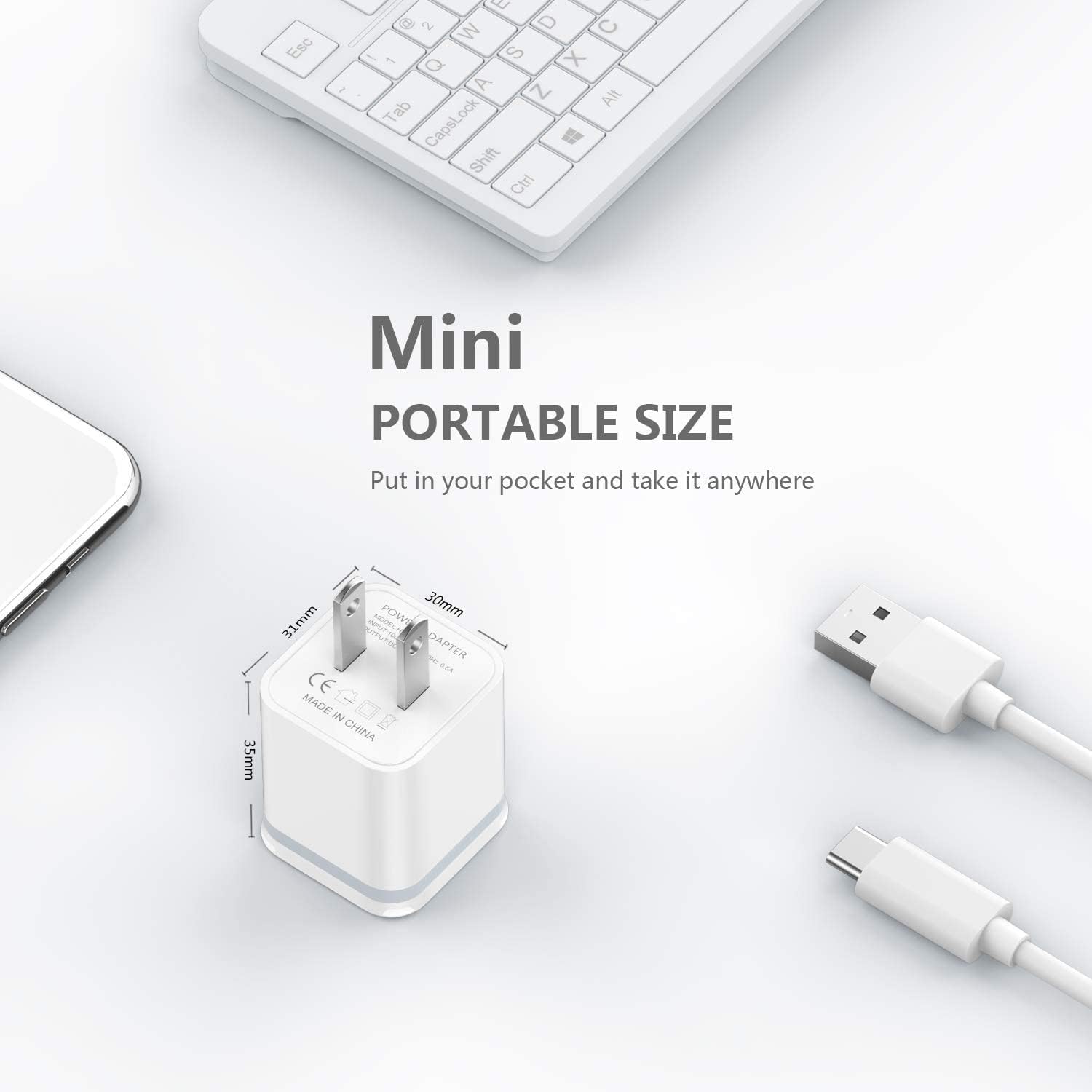 USB Wall Charger, LUOATIP 3-Pack 2.1A 5V Dual Port Cube Power Adapter Plug Block Charging Box Brick for iPhone 14 13