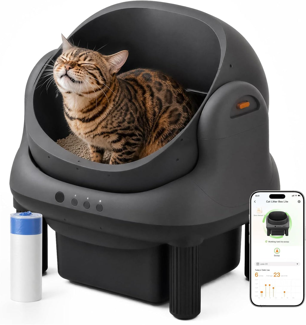 Self Cleaning Litter Box, Open Top Automatic Litter Box, Safety Sensors Protection, App Control for Multiple Cats