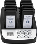 Pager System, Wireless Guest Customer Service Calling System, with 10 Coaster Pagers, Waiting Buzzers Wireless
