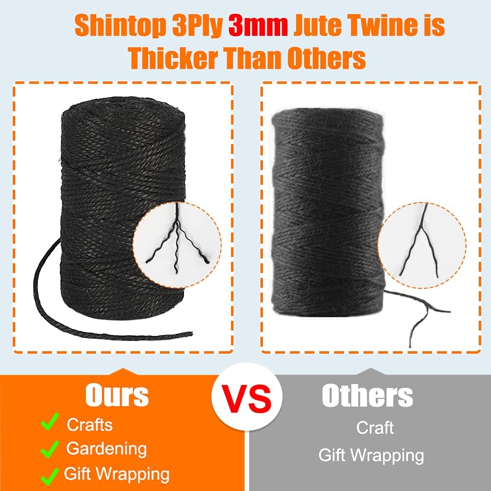 3mm Black Twine, 328 Feet Thick String for Crafts, Gift Wrapping