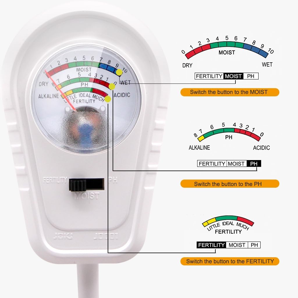 Soil Test Kit 3-in-1, Soil Moisture Meter, Soil PH Meter, Fertility Soil Tester, Soil Tester for Garden, Lawn, Farm