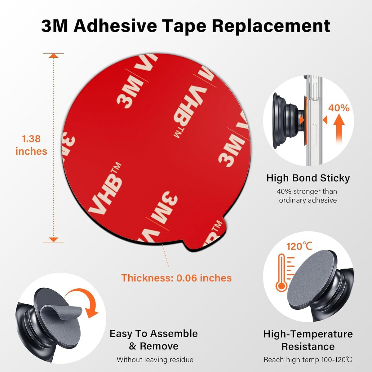 10 Pack 3M VHB Double Sided Adhesive Pads 1.38 Inches (35mm)