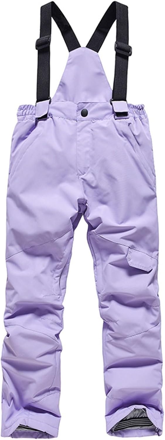 Kids Snow Bibs Waterproof Insulated Ski Pants Boys Girls Adjustable Strap Snowboard Overalls Winter Warm Snow Suit