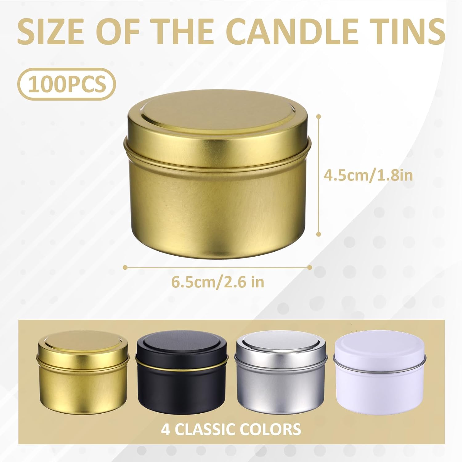 100 Pcs 4oz Candle Tins with Lids, Metal Jars for Candle Making