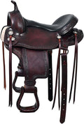 Hand-Tooled Flex Tree Western Saddle Dark Brown Trail