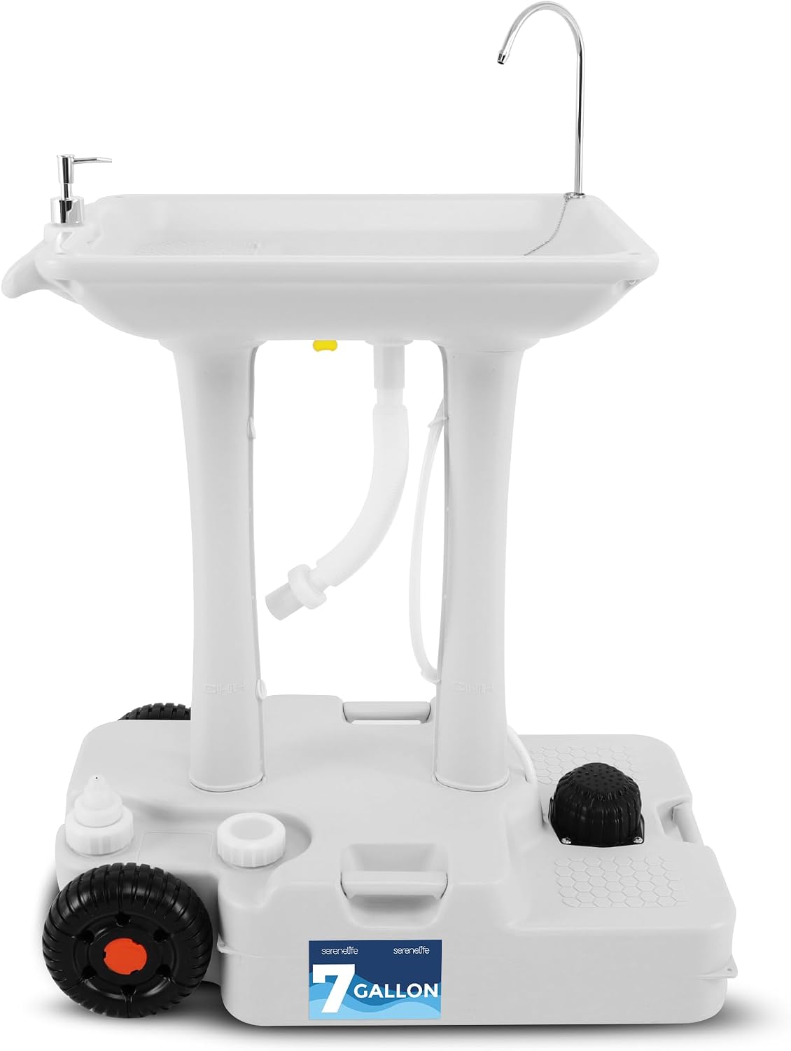 Portable Hand Washing Station, 100+ Hand Washes, Hands-Free Foot Pump, Soap Dispenser, and Drain Hose, Ideal for