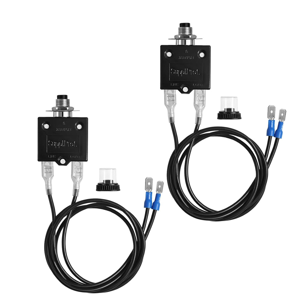 2-Pack 3 AMP 5 AMP Push Button Resettable Fuse Kit for 32V DC & 125/250V AC