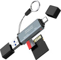 Cyberguys USB 3.0 SD Card Reader, Dual USB-C & USB-A Connector, 5Gbps High-Speed SD/MicroSD Memory Cards Adapter