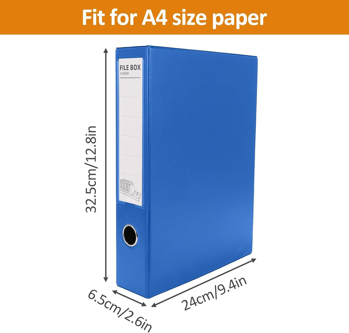 6 Pack A4 Storage File Boxes Plastic Archives Cases with Clip,Blue