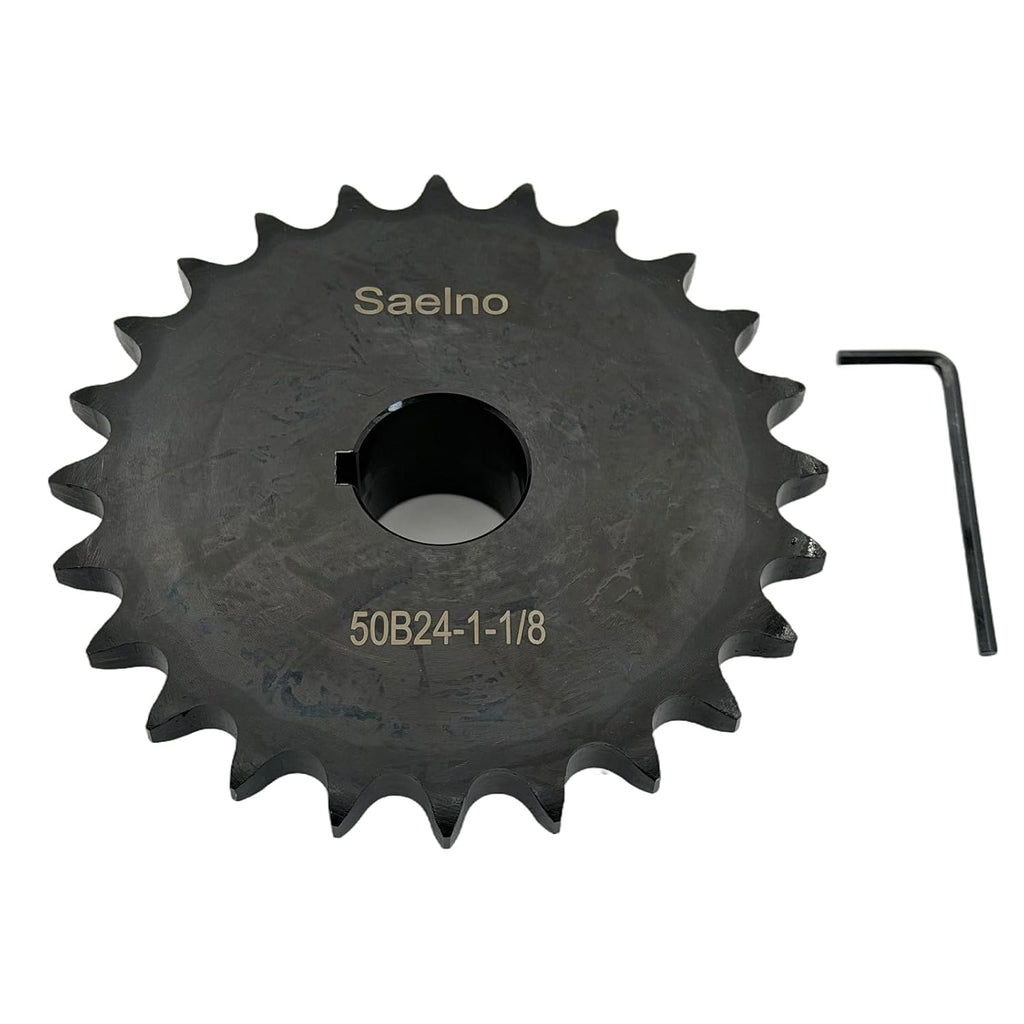 #50 Roller Chain Sprocket Type B 1 1/8 inch Bore 24 Tooth, Hardened Antirust 1045 Steel Drive Sprockets 50B24-1 1/8