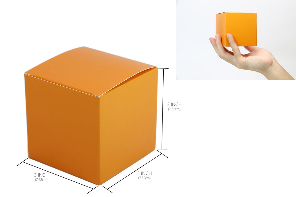 25 Pcs Orange Paper Gift Boxes, Small 3x3x3 inch Gift Box with Lids