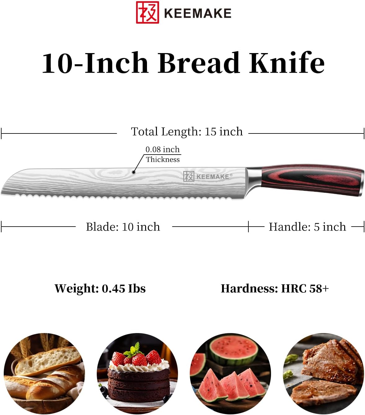 10 Inch Bread Knife for Homemade Bread, Serrated Sourdough Knife