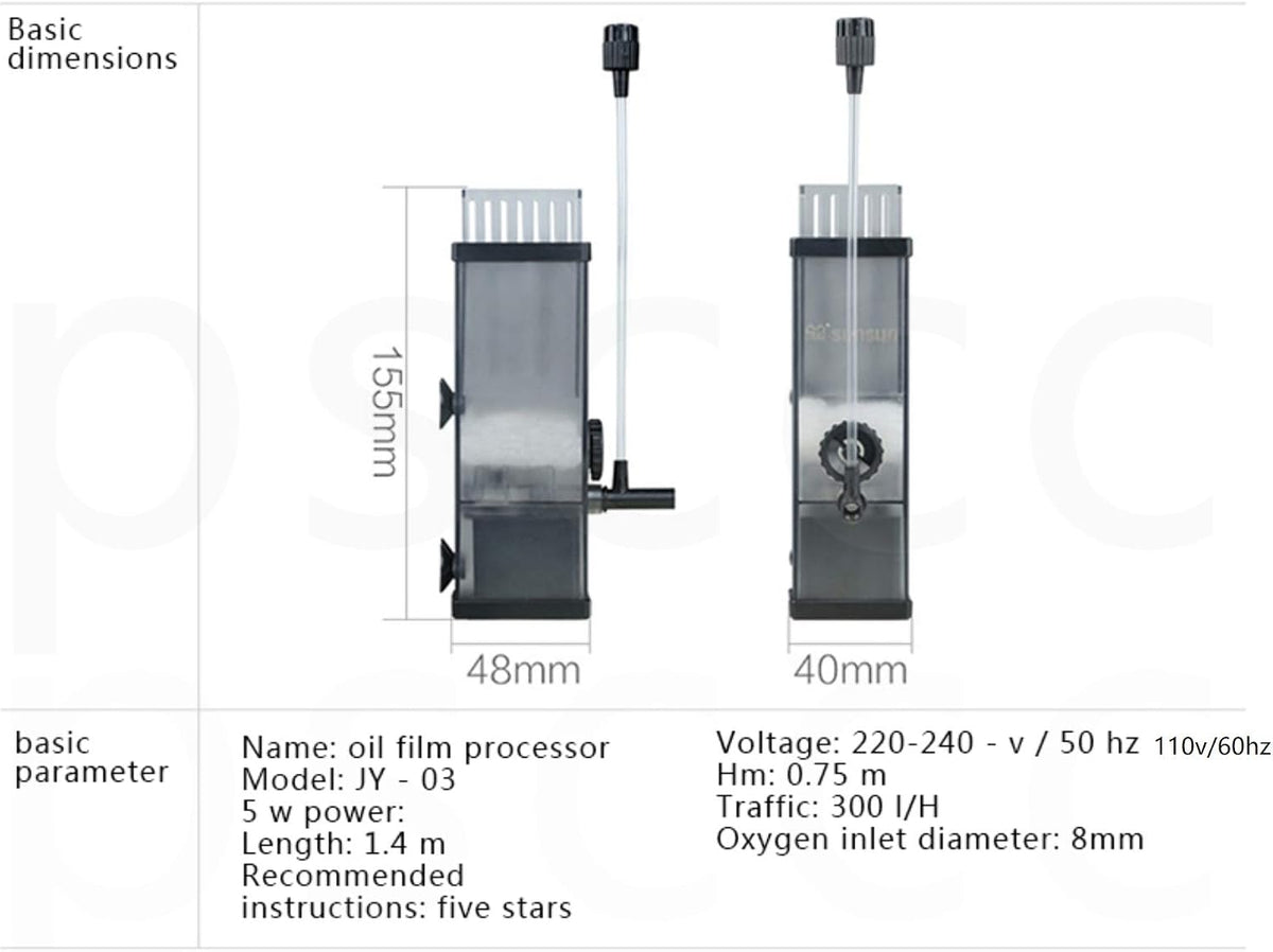 Aquarium Surface Protein Skimmer 5W JY03 Aquarium Oil Film Processor JY-03 Oil Removal Filter Fish Tank Filter