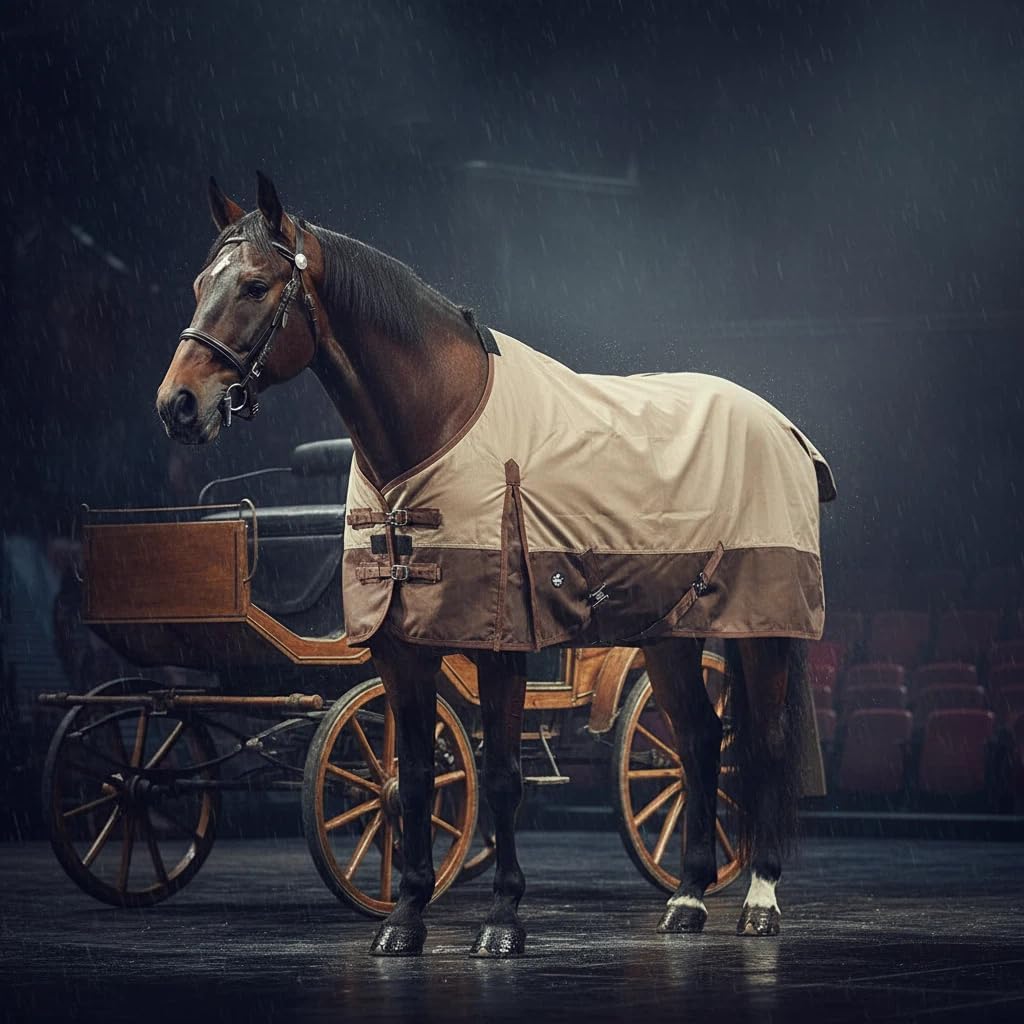1200Denier Waterproof and Breathable Horse Sheet TGW RIDING Horse Blanket Standard Neck Turnout Sheet (72", Tan/Brown)