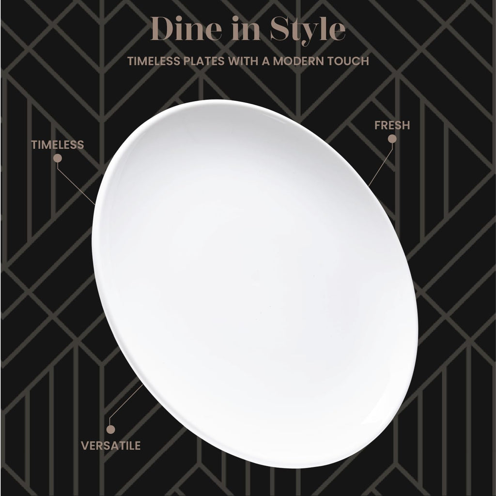 Dinner Plate, Set of 6 White Plates, Ceramic Dinner Plates Set, Stackable 11 Inch Extra Large Dinner Plates for Every