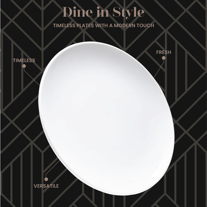 Dinner Plate, Set of 6 White Plates, Ceramic Dinner Plates Set, Stackable 11 Inch Extra Large Dinner Plates for Every