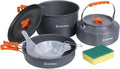 10-Piece Camping Cookware Set with 2L Pot, 1.1L Kettle and Pan | Lightweight backpacking mess kit, durable