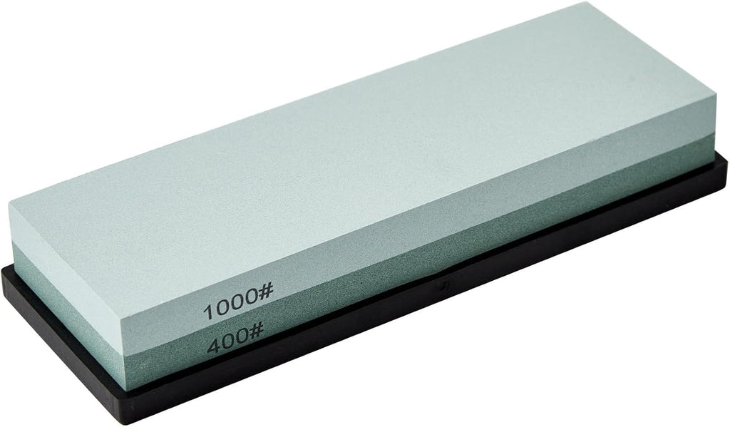 Knife Sharpening Stone with Non-slip Rubber Base, 400/1000 Grit Premium Whetstone, Double-Sided Knife Sharpener for