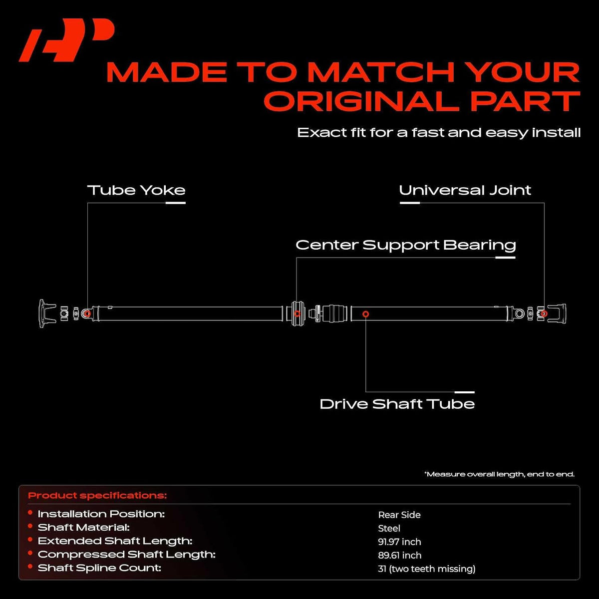 A-Premium Rear Drive Shaft Driveshaft Assembly Compatible with Ford