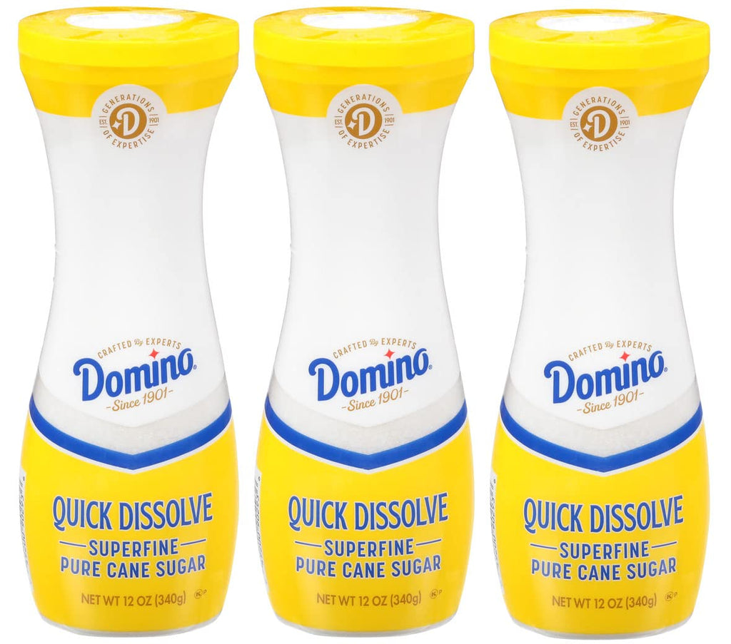 Quick Dissolve, Superfine Sugar, 12 oz Flip Top Canister, 3 Pack